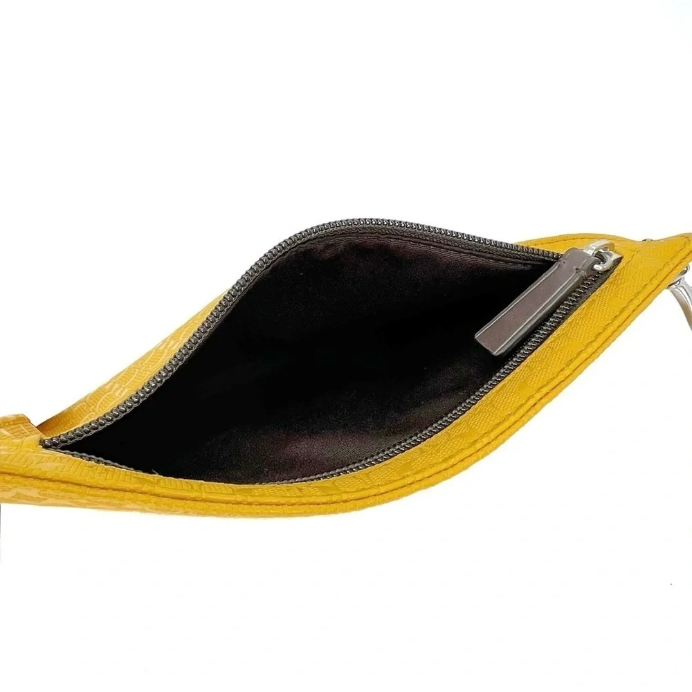 Coach Clip-on Accessory Pouch Logo Sunflower Yellow Brown PVC 8.5” x 5.5” x 1”